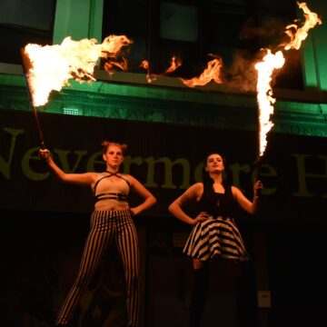 Fire Dancers performing at The Nevermore Haunt Haunted Attraction Baltimore Maryland